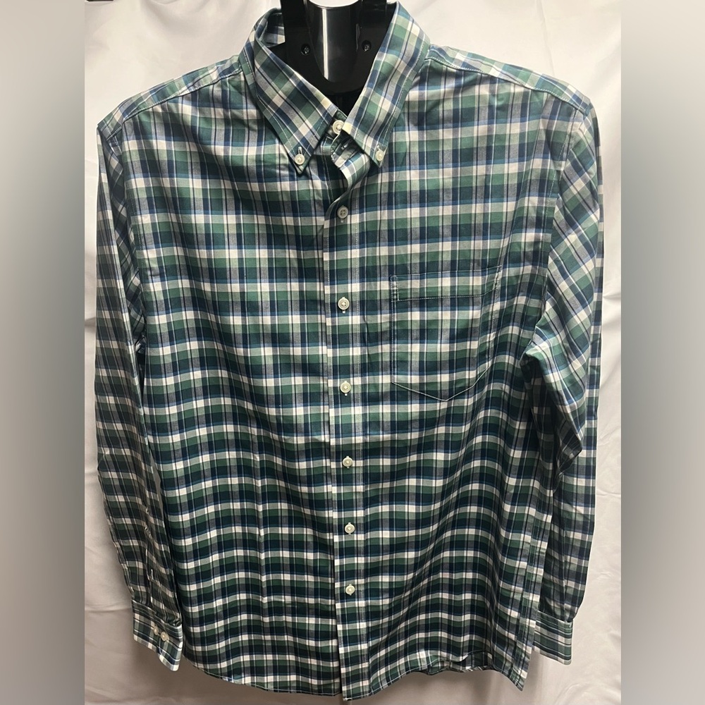 L.L. Bean Green and Blue Checkered Button-Down Shirt